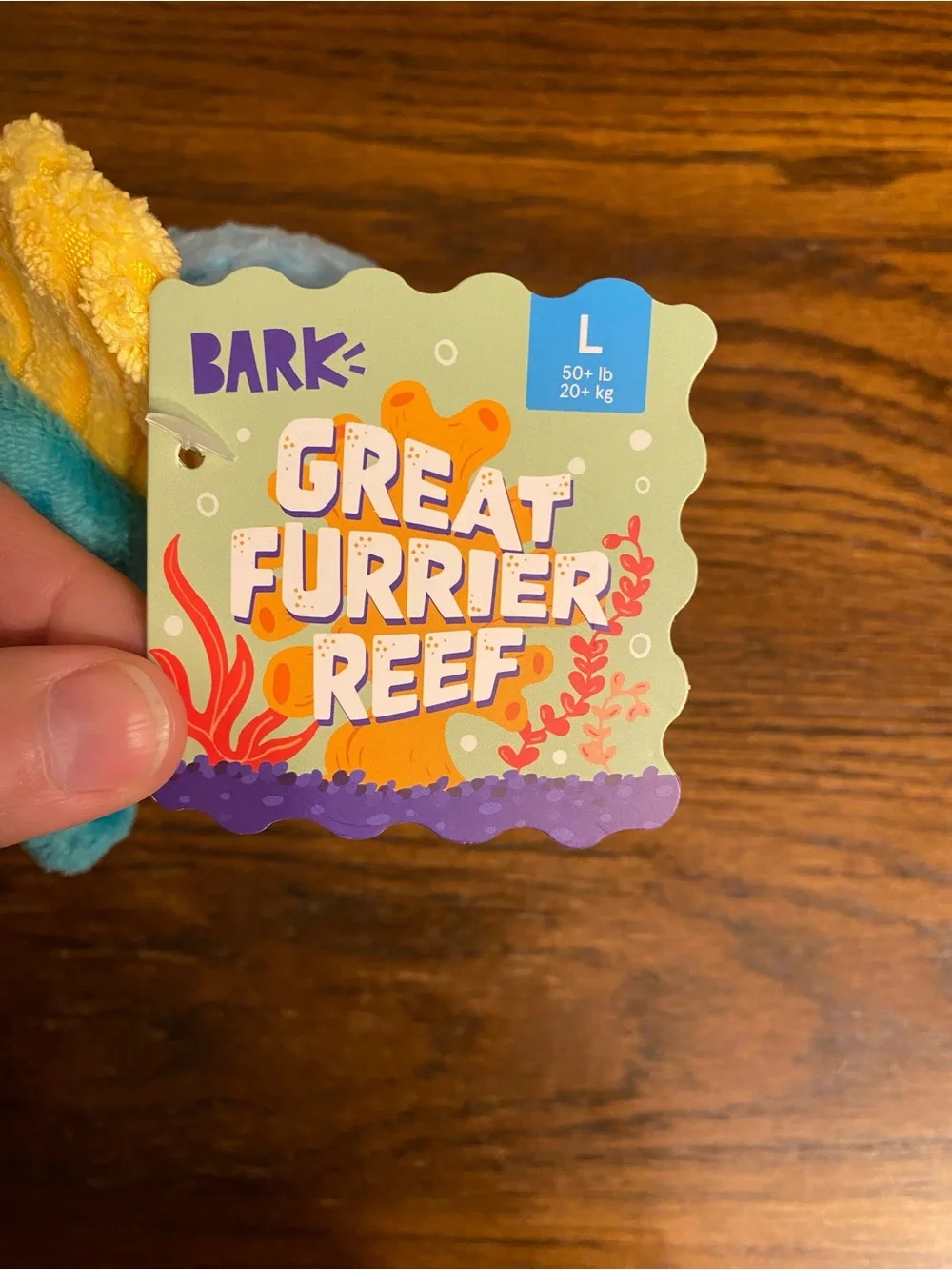 BARK BarkBox Great Furrier Reef Rip + Reveal Dog Toy Size L 2-in-1 Rubber Core